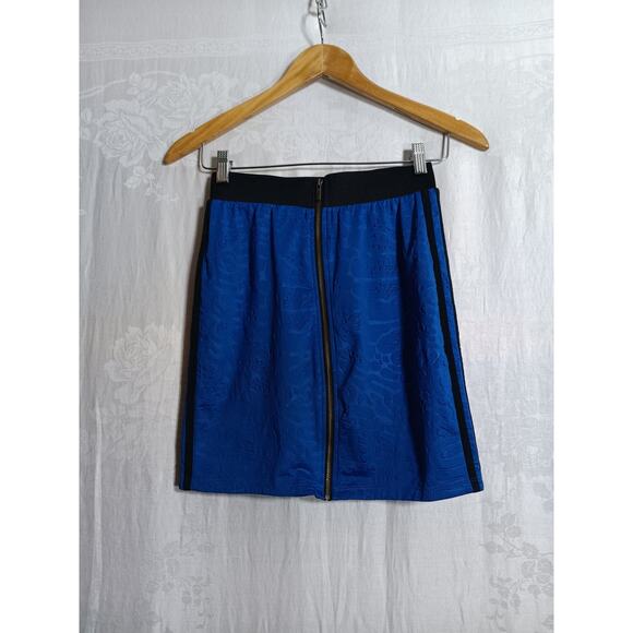 Adidas Skirt Small Blue Textured Zip Back Bloke Elastic Waist - Picture 7 of 10